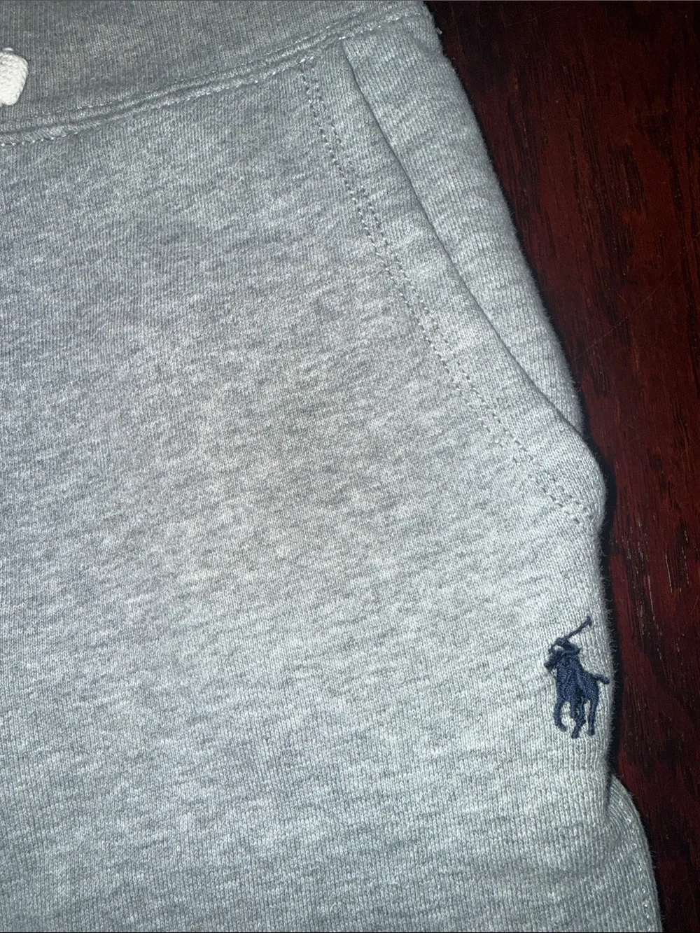 Ralph Lauren Kids Light Gray Sweatpants with Navy Polo Logo